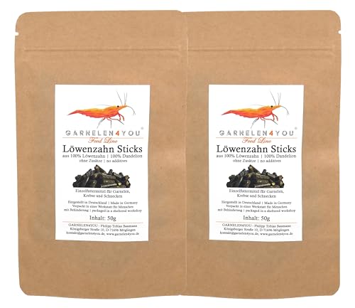 GARNELEN4YOU® Löwenzahn Sticks | Premium Garnelenfutter | nachhaltige Verpackung | Made in Germany | Futter Pellets für Garnelen, Krebse, Schnecken & Co. von GARNELEN4YOU