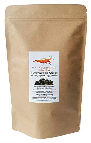 GARNELEN4YOU® Löwenzahn Sticks | Premium Garnelenfutter | nachhaltige Verpackung | Made in Germany | Futter Pellets für Garnelen, Krebse, Schnecken & Co. von GARNELEN4YOU