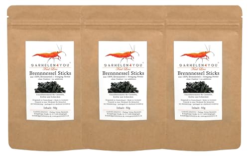 GARNELEN4YOU® Brennnessel Sticks | Premium Garnelenfutter | nachhaltige Verpackung | Made in Germany | Futter Pellets für Garnelen, Krebse, Schnecken & Co. von GARNELEN4YOU