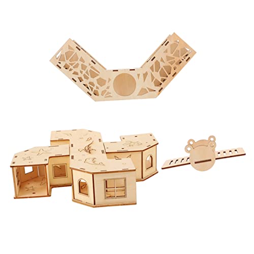 GAROZATION 1 Set Hamstertunnelspielzeug, Tunnelspielzeug, Lustiger Bohreimer, Hamsterlabyrinthspielzeug, Hölzernes Hamsterspielzeug, Natürliches Hamsterspielzeug, Rennmaus von GAROZATION