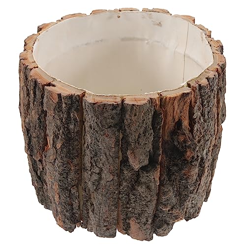 GAROZATION Holz Blumentopf Naturrinde Design 14cm Großer Übertopf Für Blumenladen von GAROZATION