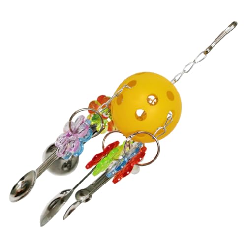 GARVALON Buntes Papageienspielzeug Hängend mit Glockenanhänger Kauspielzeug für Vögel Käfigspielzeug Verschiedene Robust und Beißfest für Graupapageien und Sittiche von GARVALON