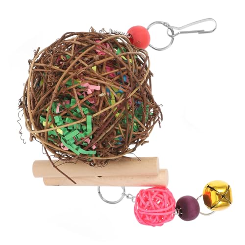 GARVALON Papagei Kauspielzeug Hängender Rattan Ball Natürliches Vogelspielzeug Für Wellensittiche Sittiche Kleine Papageien Sicherer Kauball Zufällige Farbe Zufällige Farbe von GARVALON