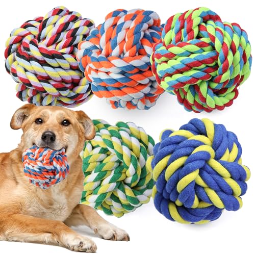 GASAPET Extra großes hundespielzeug Ball Seil für Aggressive Kauer, 5er-Pack langlebige Hundebälle für mittelgroße und große Rassen, Hundeseilspielzeug Baumwolle, Kauspielzeug für Welpen beim Zahnen GASAPET Extra großes hundespielzeug Ball Seil für Aggressive Kauer, 5er-Pack langlebige Hundebälle für mittelgroße und große Rassen, Hundeseilspielzeug Baumwolle, Kauspielzeug für Welpen beim Zahnen von GASAPET
