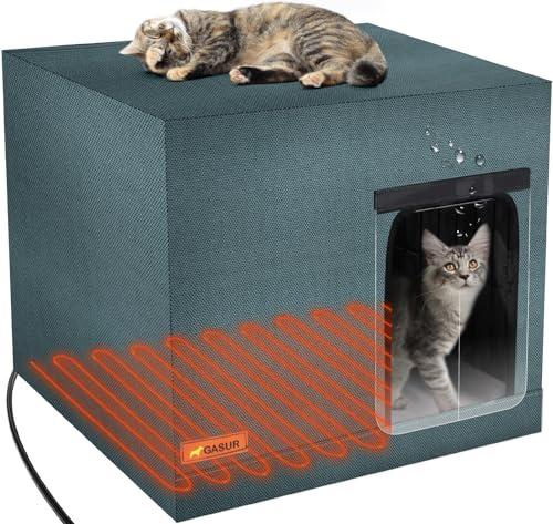 GASUR Großes Beheiztes Katzenhaus für Outdoor-Katzen im Winter - Hoch Erhöhter Boden, Wasserdicht & Isoliert, Feral-Katzenhaus Mit Heizkissen, Warmes Haus für Draußen Streunende GASUR Großes Beheiztes Katzenhaus für Outdoor-Katzen im Winter - Hoch Erhöhter Boden, Wasserdicht & Isoliert, Feral-Katzenhaus Mit Heizkissen, Warmes Haus für Draußen Streunende von GASUR