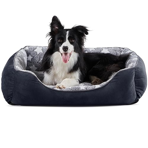 GASUR Rechteckiges Hundebett für große Hunde, gemütliches, waschbares Bett, orthopädisches Hundesofa, langlebig, kuschelige rutschfeste Unterseite, weich, beruhigend, schlafend, Welpenbett (L x B x von GASUR