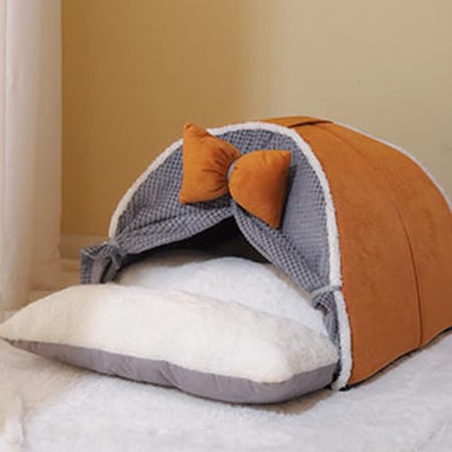 GAUDIO Katzenschlafsack, Hundebett Mittelgroße Hunde, Waschbare Haustierbetten mit Rutschfester Unterseite für Welpen und Kätzchen Im Innenbereich (Color : Brown, Size : L) von GAUDIO