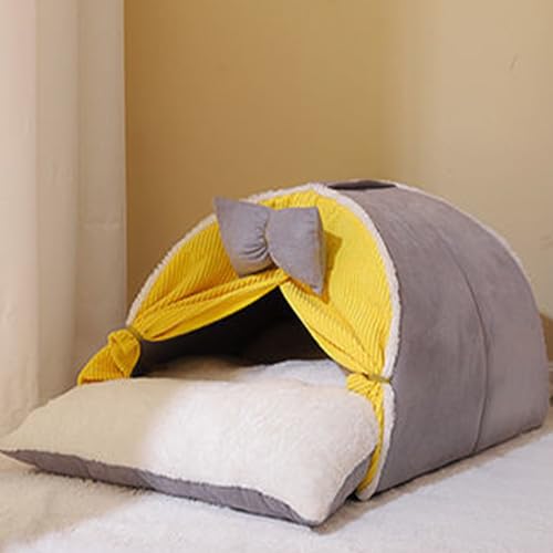 GAUDIO Katzenschlafsack, Hundebett Mittelgroße Hunde, Waschbare Haustierbetten mit Rutschfester Unterseite für Welpen und Kätzchen Im Innenbereich (Color : Yellow, Size : L) von GAUDIO