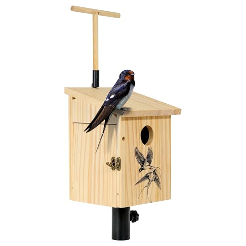 Schwalbenhaus Großes Vogelhaus für Draußen mit Metallrohr, Verdicktes Holz Hängendes Vogelhaus mit Klarsicht-Panel, Klarsicht-Panel, Raubfischwächter, Nistkasten für Schwalbenkönig, Küken Schwalbenhaus Großes Vogelhaus für Draußen mit Metallrohr, Verdicktes Holz Hängendes Vogelhaus mit Klarsicht-Panel, Klarsicht-Panel, Raubfischwächter, Nistkasten für Schwalbenkönig, Küken von GAW