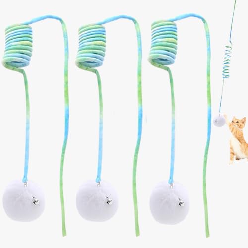 GAZYAGI HäNgendes FrüHlings-PlüSchball Katzen Spielzeug,cat Toy Ball on Spring,Cat Spring Toy, Hanging Cat Toy with Bells,Interactive Cat Plush Toy von GAZYAGI