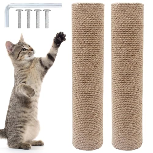 2 Stück Katze Kratzbaum Ersatz, kratzstamm für Katzen Länge 40cm, Katzenkratzbaum aus natürlichem Sisal, kratzsäule mit M8-Schrauben, Ersatz-Kratzbaumteile für die Renovierung, DIY Handwerk von GBKDQQ