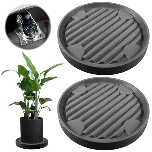 2 Stück Pflanzenroller Rund Ø31x31cm, Rollbrett Pflanzen mit 360 ° Drehbare Rädern, Blumenroller, Pflanzenroller Outdoor Wetterfest für den Hausgarten Blumentopf (Grau) von GBKDQQ