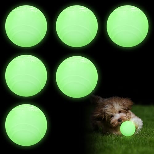 6 Stück Glow In The Dark Hundeball, 6cm Leuchtende Gummi-Hundebälle Unzerstörbar Hundeball, Hund Interaktive Hund Ball mit hoher Sprungkraft für kleine, mittlere und große Hunde von GBKDQQ