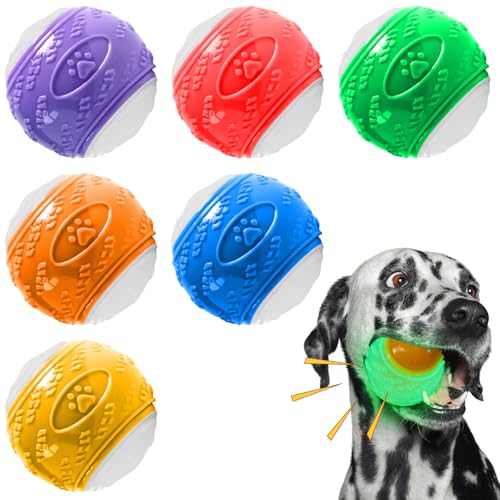 6 Stück Glow In The Dark Hundeball, Quietschende Hundebälle Leuchtende Gummi-Hundebälle, Dehnbarer Gummiball, Hund Interaktive Ball, Zähne Training Hund Ball für mittlere Hunde 6 Stück Glow In The Dark Hundeball, Quietschende Hundebälle Leuchtende Gummi-Hundebälle, Dehnbarer Gummiball, Hund Interaktive Ball, Zähne Training Hund Ball für mittlere Hunde von GBKDQQ