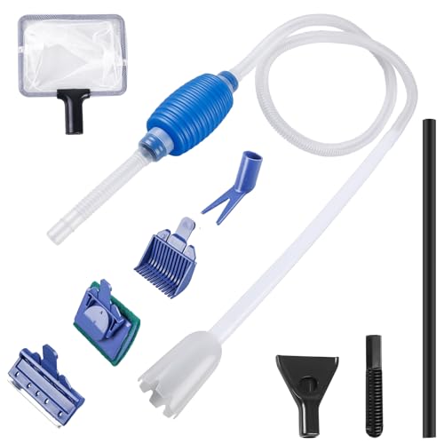 GBKDQQ Mulmsauger Aquarium, 5 in 1 Aquarium Reinigungsset, Aquarium Wasserwechsel (1.7M Schlauch), Aquarium Zubehör, Aquarium Sauger für die Kies und Sandreinigung von GBKDQQ