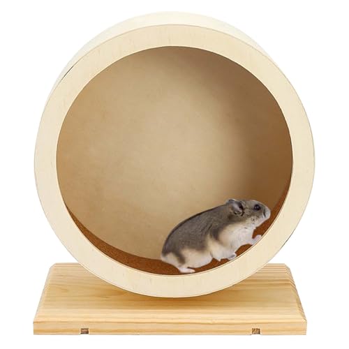 Hamsterrad Holz, Ø 15 cm Laufrad Hamster, Hamsterlaufrad aus Holz mit Geschlossener Lauffläche aus Kork, Kleintierzubehör Laufrad Motion, Geräuscharmes Laufrad, Korklaufrad für Kleine Haustiere von GBKDQQ