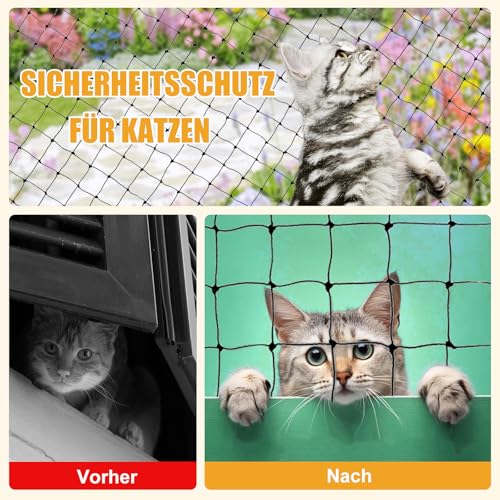 Katzennetz für Balkon, 6x3m Katzennetz Drahtverstärkt, Katzenschutznetz Balkonnetz für Katzen mit 19M Befestigungsseil und Zubehör, Schutznetz Katzen für Balkone Treppen Fenster Terrassen - Schwarz Katzennetz für Balkon, 6x3m Katzennetz Drahtverstärkt, Katzenschutznetz Balkonnetz für Katzen mit 19M Befestigungsseil und Zubehör, Schutznetz Katzen für Balkone Treppen Fenster Terrassen - Schwarz von GBKDQQ