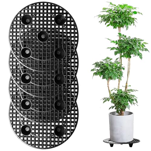 Topfuntersetzer Pflanzen Topfpflanzenständer, 4 Stück 30 cm Rund Blumentopfgitter Pad, Kunststoff Blumentopf Mesh Pads, Blumentopf Ständer Drainage Mesh für Lnnen-Balkon Outdoor Garten von GBKDQQ