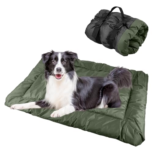 wasserdichte Hundematte 90 x 60cm, Hundedecke für Unterwegs, Waschbare Reisedecke für Hunde und Katzen, Tragbare Hundekissen Outdoor Hundebett Auto für Drinnen & Draußen Reise Camping (Grün) von GBKDQQ