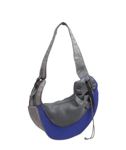 Hundetragetuch, Tragetasche Hund Mesh Haustier Hundeträger Outdoor Reise Handtasche Beutel Atmungsaktive Oxford Single Umhängetasche Sling Comfort Travel Umhängetasche(Dark Blue,S) von GBSONGLIANGBO