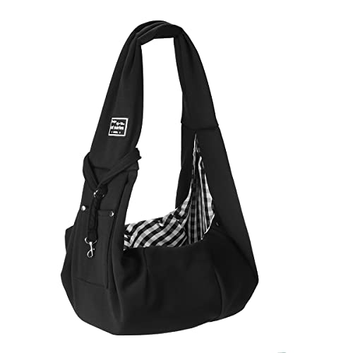 Hundetragetuch, Tragetasche Hund Pet Welpen Tragetasche Katzen Welpen im Freien Reise Hund Umhängetasche Baumwolle Einzelkomfort Sling Handtasche Beutel(Black) von GBSONGLIANGBO