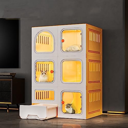 GCCSSBXF Katzenkäfig mit 3 Ebenen, ultimativer Komfort und Sicherheit für Ihr Haustier – Indoor-Katzenkäfig mit Schublade – perfektes Katzengehege und Übungsort in Gelb, Größe 71 x 46 x 106 cm GCCSSBXF Katzenkäfig mit 3 Ebenen, ultimativer Komfort und Sicherheit für Ihr Haustier – Indoor-Katzenkäfig mit Schublade – perfektes Katzengehege und Übungsort in Gelb, Größe 71 x 46 x 106 cm von GCCSSBXF