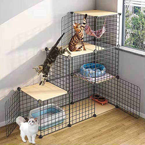 Großer 3-stöckiger Katzenlaufstall – idealer abnehmbarer Katzenkäfig aus Metalldraht für den Innenbereich, perfekte Hundehütte für 1–3 Katzen, Frettchen – geräumiger Übungsort – Selbstmontage von GCCSSBXF