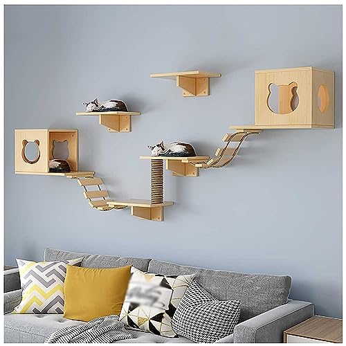 Katzenwandhängematte mit Sisal-Kratzbrücke – Kletterregale und Sitzstangen für Indoor-Katzen – Aktivitätsmöbelbrett für die Wand – von Cat Shelf Katzenwandhängematte mit Sisal-Kratzbrücke – Kletterregale und Sitzstangen für Indoor-Katzen – Aktivitätsmöbelbrett für die Wand – von Cat Shelf von GCCSSBXF