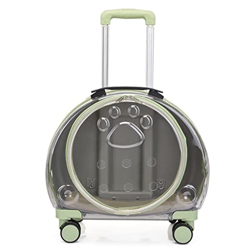 Kleiner Hunderucksack mit Rädern, atmungsaktiver geräumiger Haustier-Reiserucksack für Katzen und Hunde, multifunktional, transparent, Transportbox von GCCSSBXF