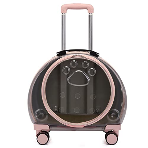Kleiner Hunderucksack mit Rädern, atmungsaktiver geräumiger Haustier-Reiserucksack für Katzen und Hunde, multifunktional, transparent, Transportbox von GCCSSBXF