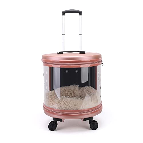 Pet Travel Trolley Case Leise Wheel Koffertasche mit eingebauter Matte für Katzen und Hunde Abschließbar Atmungsaktiv Transparent 360° Haustier Auto Sicher und Reisefreundlich von GCCSSBXF