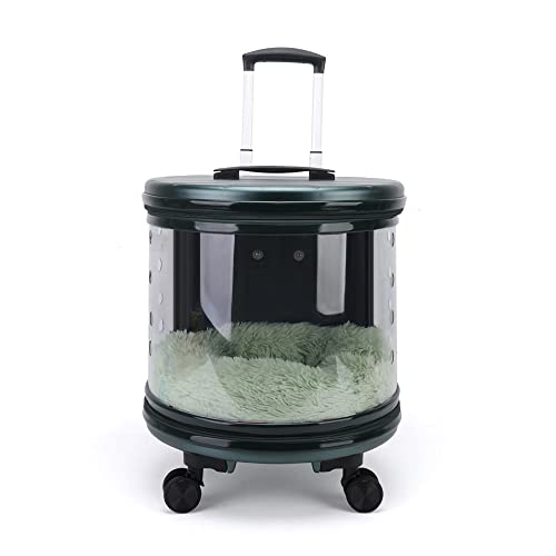 Pet Travel Trolley Case Leise Wheel Koffertasche mit eingebauter Matte für Katzen und Hunde Abschließbar Atmungsaktiv Transparent 360° Haustier Auto Sicher und Reisefreundlich von GCCSSBXF