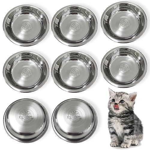 GCVOPTON Katzennäpfe aus Edelstahl, 8 Stück, 14 cm, flaches Design, multifunktionaler Futterspender für Katzen und Kätzchen von GCVOPTON