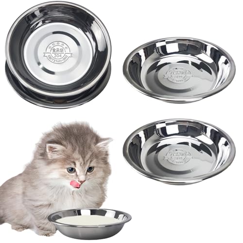 Katzennäpfe aus Edelstahl, 18 cm, 4 Stück, Metall-Katzennapf, Katzenfutternapf für Indoor-Katzen, Schnurrhaar, Müdigkeit, flacher Katzenfutternapf, Kätzchen-Futternapf, erhöhte Futternäpfe für Katzen Katzennäpfe aus Edelstahl, 18 cm, 4 Stück, Metall-Katzennapf, Katzenfutternapf für Indoor-Katzen, Schnurrhaar, Müdigkeit, flacher Katzenfutternapf, Kätzchen-Futternapf, erhöhte Futternäpfe für Katzen von GCVOPTON