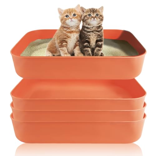 Kleine Katzentoilette, Kunststoff, 35 x 24 x 7 cm, offene Katzentoilette für kleine Haustiere, leicht zu reinigen, Orange 4 Stück Kleine Katzentoilette, Kunststoff, 35 x 24 x 7 cm, offene Katzentoilette für kleine Haustiere, leicht zu reinigen, Orange 4 Stück von GCVOPTON