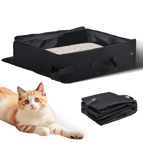 Tragbare Reise-Klo für Katzen, Faltbare Katzentoilette mit Deckel Wasserdicht, Auslaufsicher Kitty Katzentoilette für Reisen Hotelaufenthalte und Roadtrip Zusammenklappbar Tragbare Reise-Klo für Katzen, Faltbare Katzentoilette mit Deckel Wasserdicht, Auslaufsicher Kitty Katzentoilette für Reisen Hotelaufenthalte und Roadtrip Zusammenklappbar von GCVOPTON