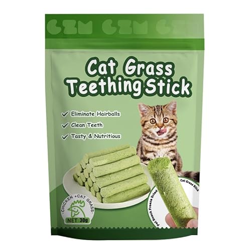 6 Katzengras-Kaustäbchen für Wohnungskatzen, Natürliche Zahnpflege-Sticks mit Katzengras gegen Haarballen - Spielzeug & Snack in Einem von GCVSE