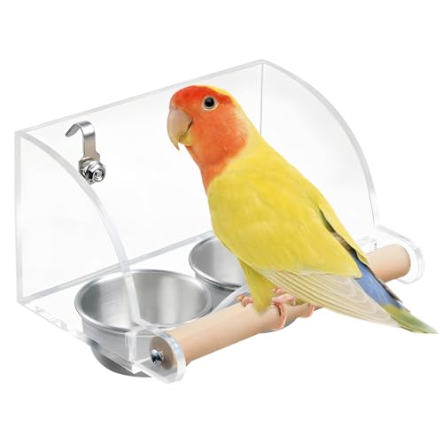 GD HUA Vogel Futter- und Wassernapf, Transparente Vogelfutterspender,Wasser Futterspender, Edelstahl Doppel-Vogelnäpfe mit Rutschfestem Stände,Geeignet für Alle Papageienarten GD HUA Vogel Futter- und Wassernapf, Transparente Vogelfutterspender,Wasser Futterspender, Edelstahl Doppel-Vogelnäpfe mit Rutschfestem Stände,Geeignet für Alle Papageienarten von GD HUA