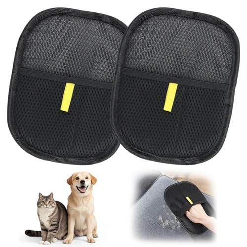 Pet Hair Remover Glove (2er Pack),24 x 16 cm Fellpflegehandschuh Katze,Double-Sided Pet Grooming Gloves,Fur Gloves,Fellpflege Handschuh Katzenhaare,Wiederverwendbare Pflegehandschuhe von Hund & Katze von GD HUA