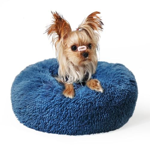 GDBAE Welpenbett für kleine Hunde, waschbar, 38,1 cm, für Welpen, Haustierbett, kleine Hunde, Donut, flauschig, gemütlich, für beruhigendes und warmes Schlafen, Marineblau GDBAE Welpenbett für kleine Hunde, waschbar, 38,1 cm, für Welpen, Haustierbett, kleine Hunde, Donut, flauschig, gemütlich, für beruhigendes und warmes Schlafen, Marineblau von GDBAE