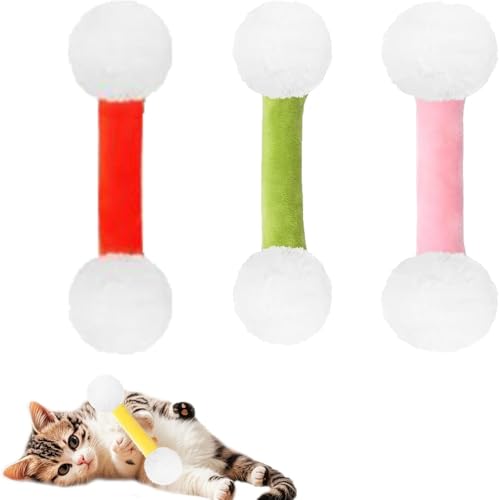 GDBTJIMH Wattestäbchen-Katzenspielzeug, Robustes Kauspielzeug, Weiches Plüsch-Kickspielzeug, Für Hauskatzen (3 Stück) von GDBTJIMH