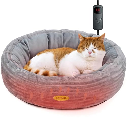 Beheiztes Katzenbett, Katzenbett Waschbar für Drinnen, Hundebett Flauschiges mit Heizkissen, Katzendonut für Katzen und kleine Hunde, 50,8 cm Durchmesser, Grau Beheiztes Katzenbett, Katzenbett Waschbar für Drinnen, Hundebett Flauschiges mit Heizkissen, Katzendonut für Katzen und kleine Hunde, 50,8 cm Durchmesser, Grau von GDGZT