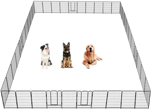 Hunde-Laufstall, 81,3 cm / 101,6 cm hoch, robust, zusammenklappbar, für drinnen und draußen, rostfrei, tragbarer Haustier-Laufstall mit Tür für große, mittelgroße und kleine Hunde und Haustiere (40 von GDKASRNY