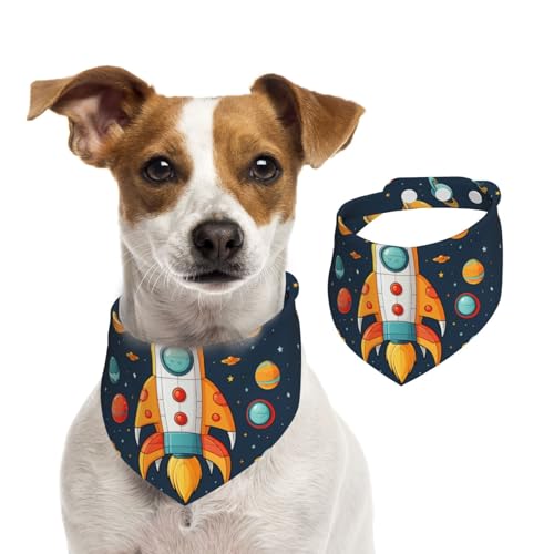 Sommer-Halstücher für Hunde, Raketen-Clipart, Weltraumschiff, Hundehalstücher, waschbar, verstellbar, dreieckig, niedlich, Haustier-Lätzchen für mittelgroße und große Hunde, Welpen und Katzen, Größe L von GDSHJKLW
