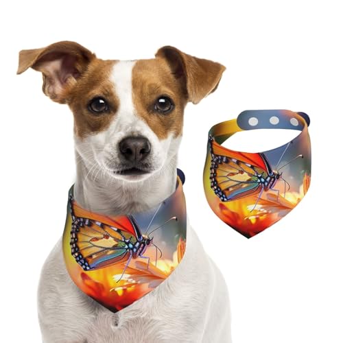 Sommerhalstücher für Hunde, Blüte und Schmetterling, Hundehalstücher, waschbar, verstellbar, dreieckig, niedliches Haustier-Lätzchen für mittelgroße und große Hunde, Welpen und Katzen, klein Sommerhalstücher für Hunde, Blüte und Schmetterling, Hundehalstücher, waschbar, verstellbar, dreieckig, niedliches Haustier-Lätzchen für mittelgroße und große Hunde, Welpen und Katzen, klein von GDSHJKLW