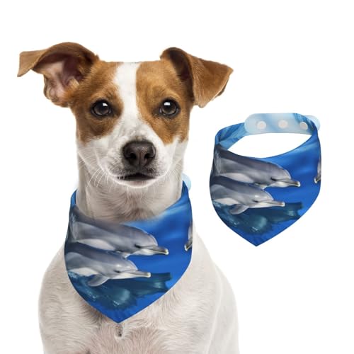 Sommerhalstücher für Hunde, Delfin-Familie, Hundehalstücher, waschbar, verstellbar, dreieckig, niedlich, für mittelgroße und große Hunde, Welpen und Katzen, klein von GDSHJKLW