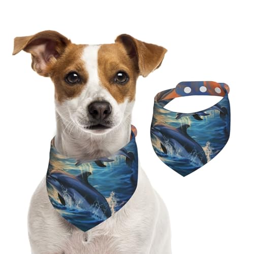 Sommerhalstücher für Hunde, Delfine im Meer, waschbar, verstellbar, Dreieckstuch für mittelgroße und große Hunde, Welpen und Katzen, Größe M Sommerhalstücher für Hunde, Delfine im Meer, waschbar, verstellbar, Dreieckstuch für mittelgroße und große Hunde, Welpen und Katzen, Größe M von GDSHJKLW