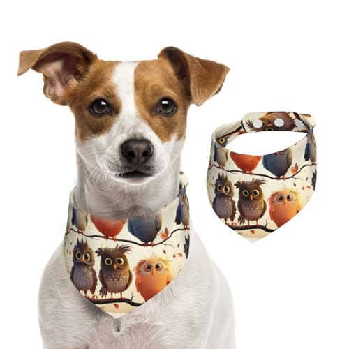 Sommerhalstücher für Hunde, Eulen, Vögel, Hundehalstücher, waschbar, verstellbar, dreieckig, niedlich, für mittelgroße und große Hunde, Welpen und Katzen, Größe M Sommerhalstücher für Hunde, Eulen, Vögel, Hundehalstücher, waschbar, verstellbar, dreieckig, niedlich, für mittelgroße und große Hunde, Welpen und Katzen, Größe M von GDSHJKLW