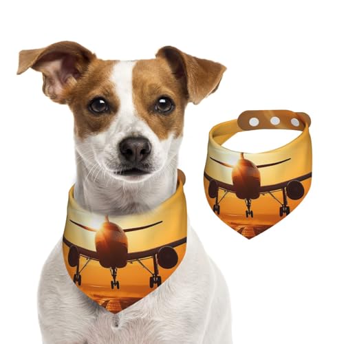 Sommerhalstücher für Hunde, Flugzeug bei Sonnenuntergang, Hundehalstücher, waschbar, verstellbar, dreieckig, niedliches Haustier-Lätzchen für mittelgroße und große Hunde, Welpen und Katzen, Größe L Sommerhalstücher für Hunde, Flugzeug bei Sonnenuntergang, Hundehalstücher, waschbar, verstellbar, dreieckig, niedliches Haustier-Lätzchen für mittelgroße und große Hunde, Welpen und Katzen, Größe L von GDSHJKLW