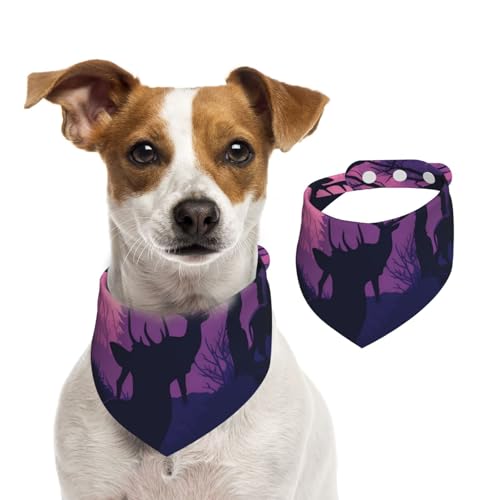 Sommerhalstücher für Hunde, Hirsch-Silhouette, Hundehalstücher, waschbar, verstellbar, dreieckig, niedlich, für mittelgroße und große Hunde, Welpen und Katzen, Größe M Sommerhalstücher für Hunde, Hirsch-Silhouette, Hundehalstücher, waschbar, verstellbar, dreieckig, niedlich, für mittelgroße und große Hunde, Welpen und Katzen, Größe M von GDSHJKLW